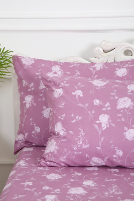 Наволочка поплин Пиония-компаньон малиновый